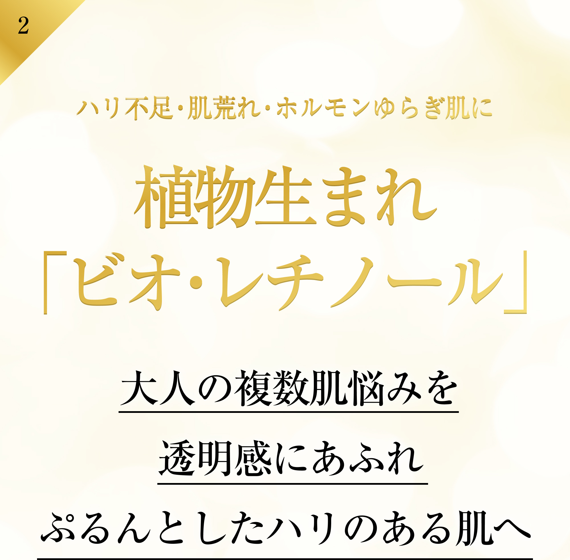 ハリ不足・肌荒れ・ホルモンゆらぎ肌に植物生まれ「ビオ・レチノール」 大人の複数肌悩みを、透明感にあふれ、ぷるんとしたハリのある肌へ