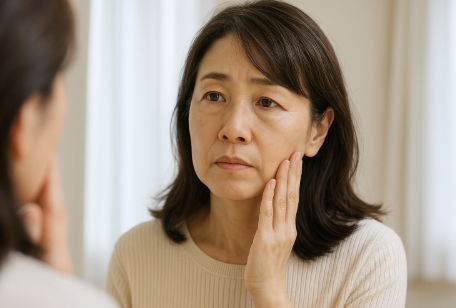 更年期かも？と不安げな女性の顔